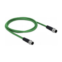 Delock Netzwerkkabel M12 D-kodiert 4 Pin Stecker zu Stecker TPU 1 m
