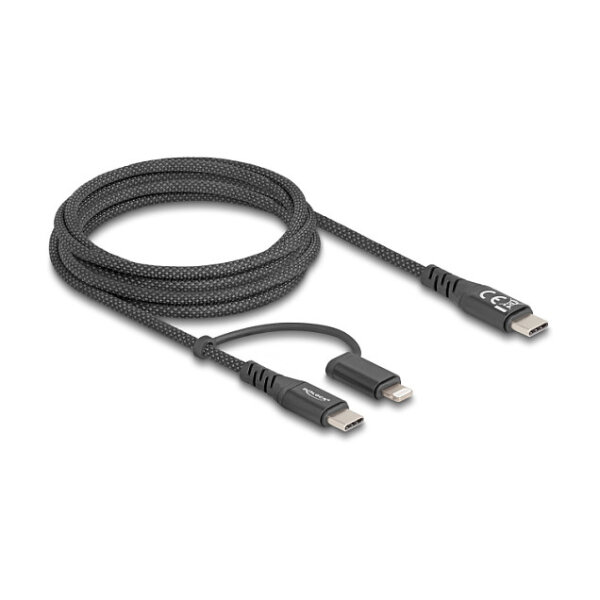 Delock USB Kabel 2 in 1 USB Type-C™ zu USB Type-C™ / Lightning™ für iPhone™ und iPad™ 2 m MFi 60 W