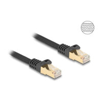 Delock RJ45 Netzwerkkabel mit Geflechtmantel Cat.6A S/FTP Stecker zu Stecker 1 m schwarz