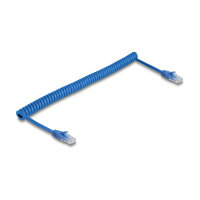 Delock RJ45 Spiralkabel Stecker zu Stecker Cat.6 UTP 1,3 m bis 3,3 m blau