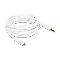 Delock Klinkenverlängerungskabel 3,5 mm 3 Pin Stecker > Buchse 5 m weiß