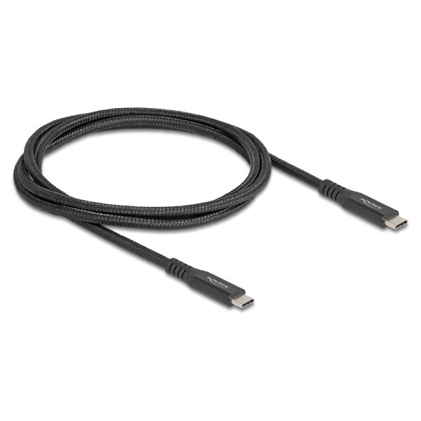 Delock USB 20 Gbps Kabel USB Type-C™ Stecker zu Stecker PD 3.0 100 W E-Marker 1 m schwarz Metall