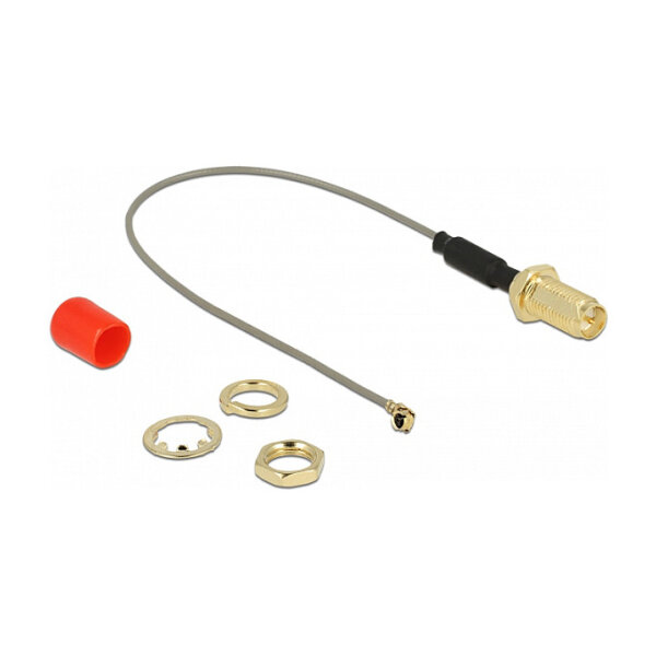 Delock Antennenkabel RP-SMA Buchse zum Einbau Ferritkern zu I-PEX Inc., MHF® I Stecker 1.13 10 cm Gewindelänge 10 mm