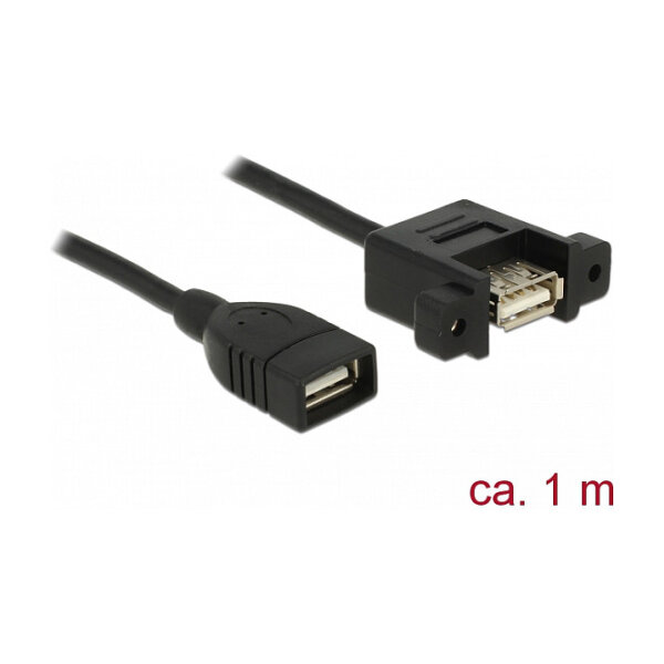 Delock Kabel USB 2.0 Typ-A Buchse > USB 2.0 Typ-A Buchse zum Einbau 1 m