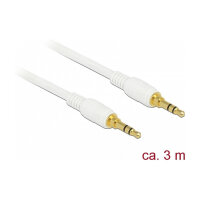 Delock Klinkenkabel 3,5 mm 3 Pin Stecker > Stecker 3 m weiß