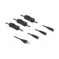Delock Kabel USB Typ-A Stecker zu 3 x DC 5,5 x 2,1 mm Buchse mit Schalter 1 m