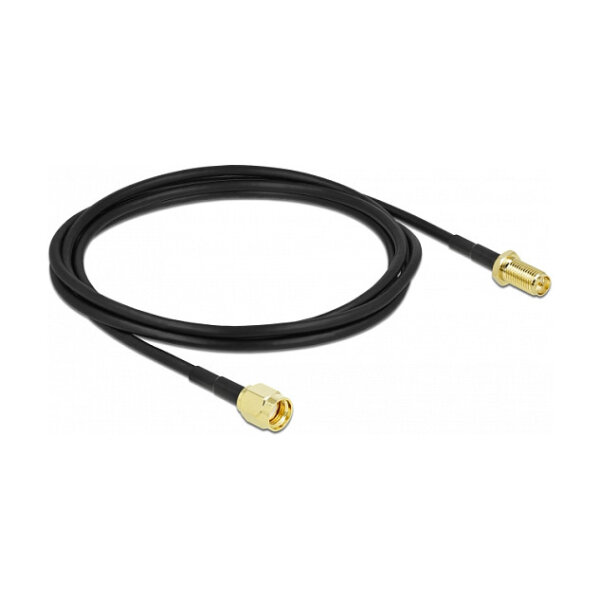 Delock Antennenkabel RP-SMA Stecker zu RP-SMA Buchse LMR/CFD100 2 m low loss