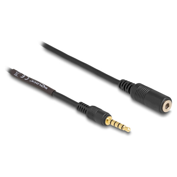 Delock Verlängerungskabel Klinke 3,5 mm 5 Pin Stecker zu Buchse 3 m schwarz
