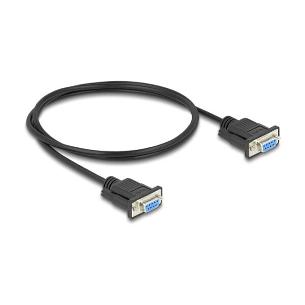 Delock RS-232 Kabel Seriell D-Sub9 Buchse zu Buchse mit schmalem Steckergehäuse 1 m