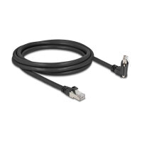 Delock GigE Kamera Kabel RJ45 Stecker 45° gedreht und 90° gewinkelt mit Schrauben zu RJ45 Stecker Cat.6 S/FTP 2 m schwarz