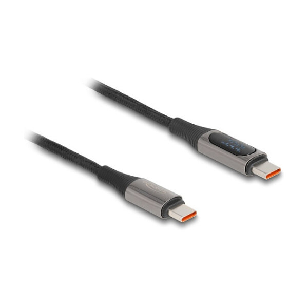 Delock USB 2.0 Daten- und Schnellladekabel USB Type-C™ Stecker zu Stecker PD 3.0 100 W mit Leistungsanzeige 2 m
