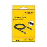 Delock USB 2.0 Daten- und Schnellladekabel USB Type-C™ Stecker zu Stecker PD 3.0 100 W mit Leistungsanzeige 2 m