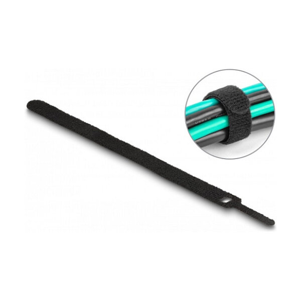 Delock Klett-Kabelbinder L 200 x B 12 mm schwarz 10 Stück