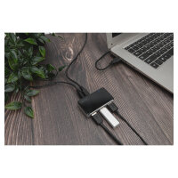 DIGITUS USB-Hub 4-Port 2.0->4xA2.0 m.Netzteil schwarz