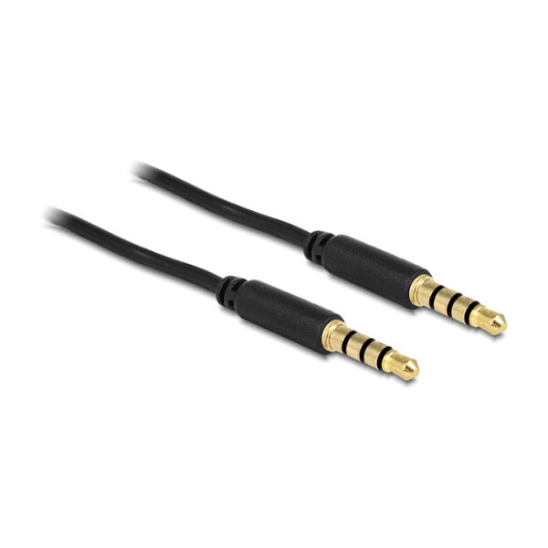 Delock Klinkenkabel 3,5 mm 4 Pin Stecker zu Stecker 2 m schwarz