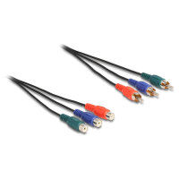 Delock Cinch RGB Verlängerungskabel 3 x Stecker zu 3...
