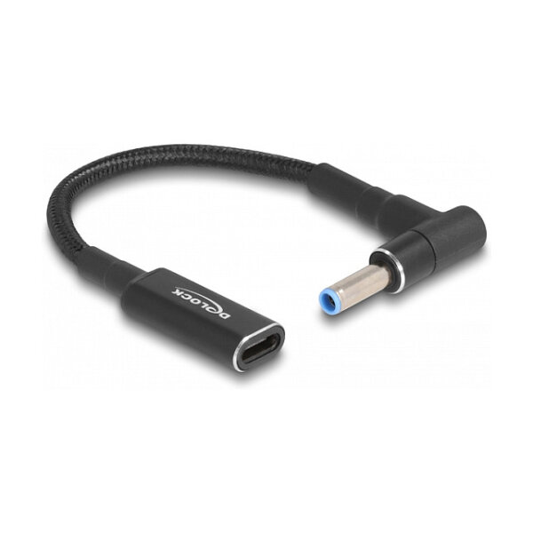 Delock Adapterkabel für Notebook Ladekabel USB Type-C™ Buchse zu HP 4,5 x 3,0 mm Stecker 90° gewinkelt 15 cm