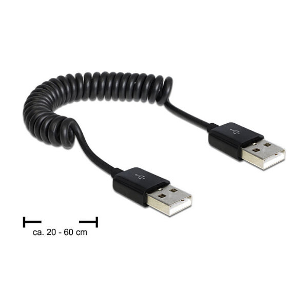 Delock Kabel USB 2.0-A Stecker / Stecker Spiralkabel