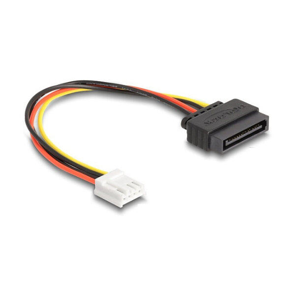 Delock SATA Stromkabel 15 Pin Stecker zu 1 x Floppy 4 Pin Buchse 15 cm