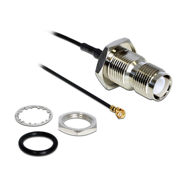 Delock Antennenkabel RP-TNC Buchse zum Einbau zu I-PEX Inc., MHF® I Stecker 1.37 20 cm spritzwassergeschützt