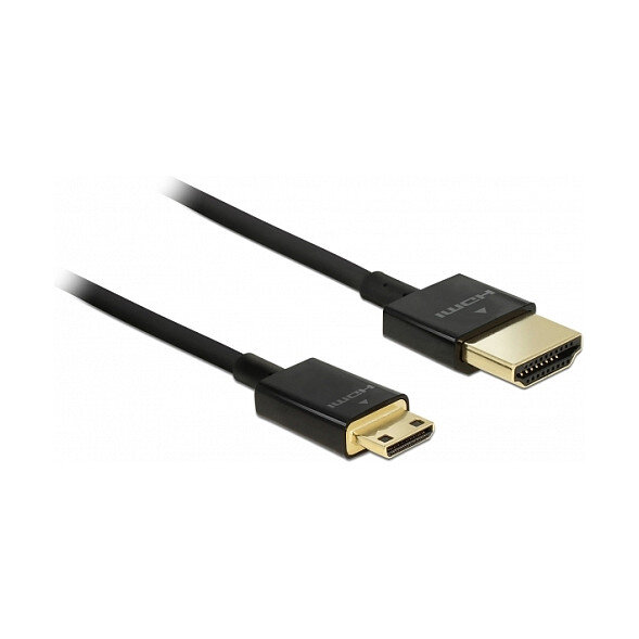 Delock Kabel High Speed HDMI mit Ethernet - HDMI-A Stecker > HDMI Mini-C Stecker 3D 4K 1,5 m Slim High Quality