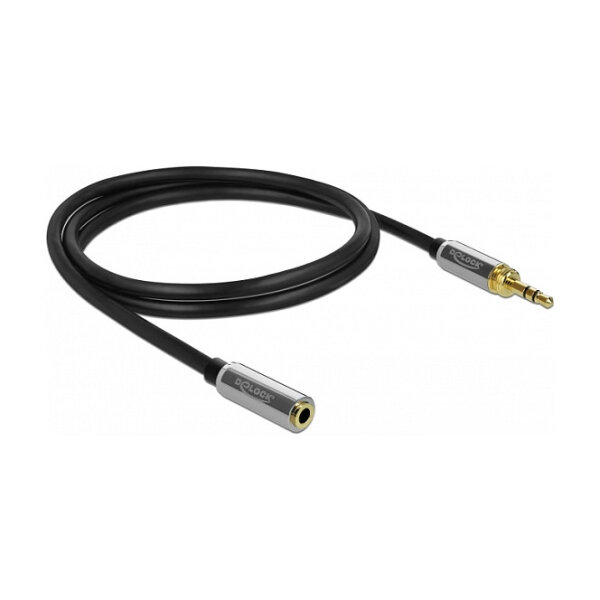 Delock Klinkenverlängerungskabel 3,5 mm 3 Pin Stecker zu Buchse mit 6,35 mm Schraubadapter 1 m