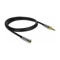 Delock Klinkenverlängerungskabel 3,5 mm 3 Pin Stecker zu Buchse mit 6,35 mm Schraubadapter 1 m