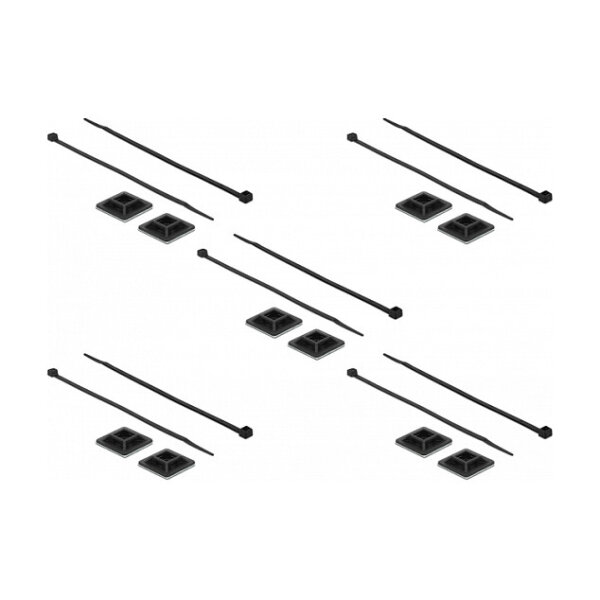 Delock Befestigungssockel 25 x 25 mm mit Kabelbinder L 300 x B 4,8 mm schwarz