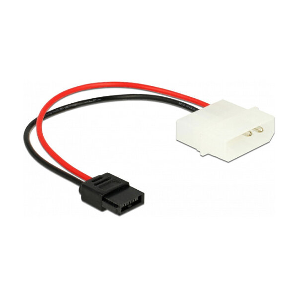 Delock Stromkabel Molex 4 Pin Stecker zu Slim SATA 6 Pin Buchse 15 cm