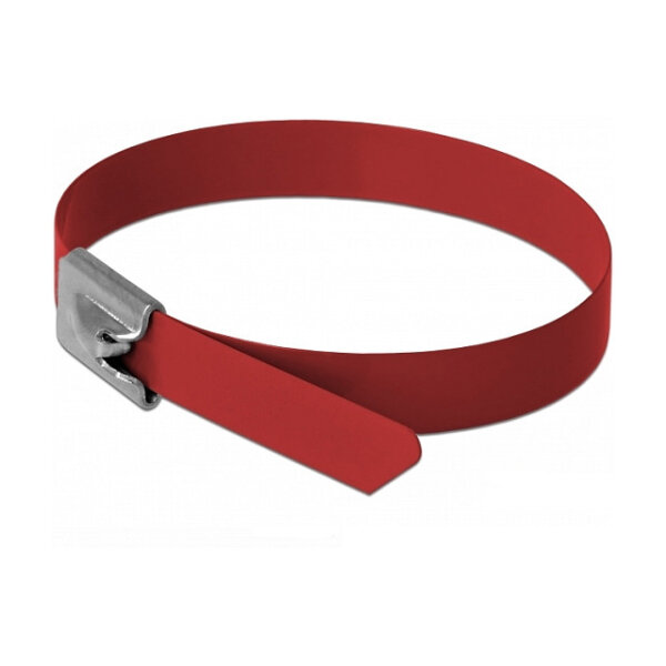 Delock Edelstahlkabelbinder L 500 x B 7,9 mm rot 10 Stück