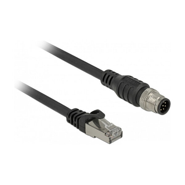Delock Kabel RJ45 Stecker zu M12 Stecker A-kodiert 8 Pin Cat.5e SFTP 1 m