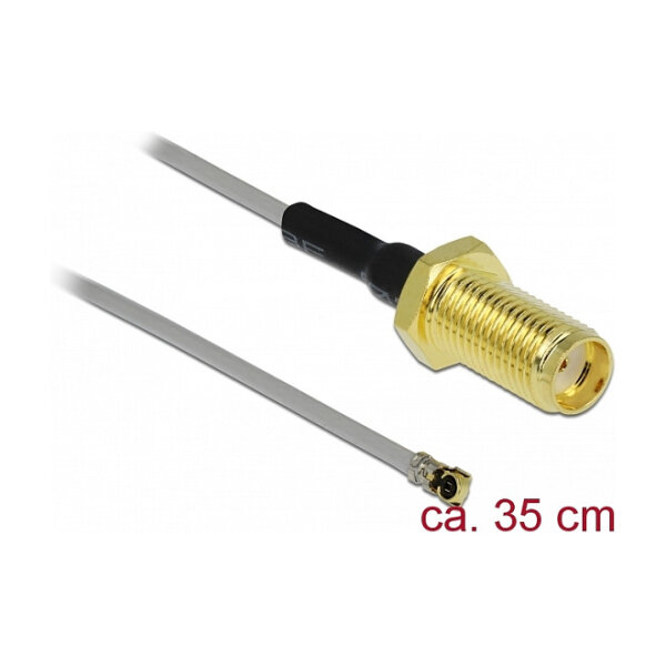 Delock Antennenkabel SMA Buchse zum Einbau zu I-PEX Inc., MHF® 4L Stecker 1.37 35 cm Gewindelänge 10 mm