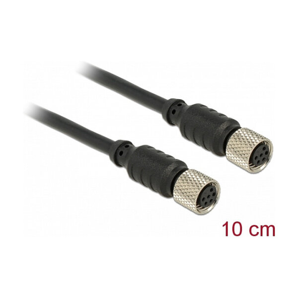 Delock M8 Sensor- / Aktorverlängerungskabel 6 Pin Buchse zu 6 Pin Buchse wasserdicht 10 cm