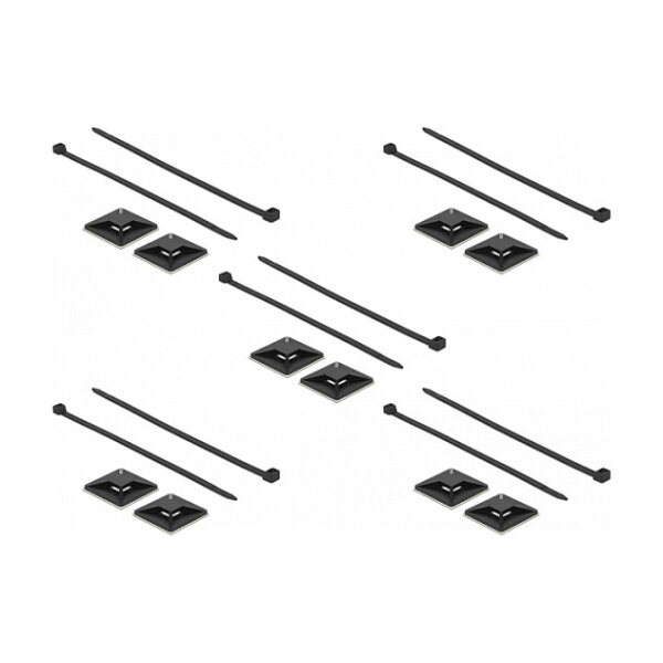 Delock Befestigungssockel 40 x 40 mm mit Kabelbinder L 250 x B 7,2 mm schwarz