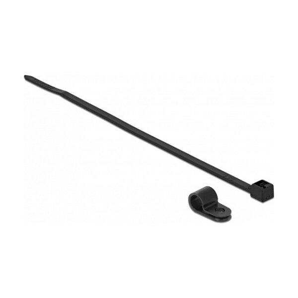 Delock Befestigungsschelle 6,4 mm mit Kabelbinder L 200 x B 3,6 schwarz