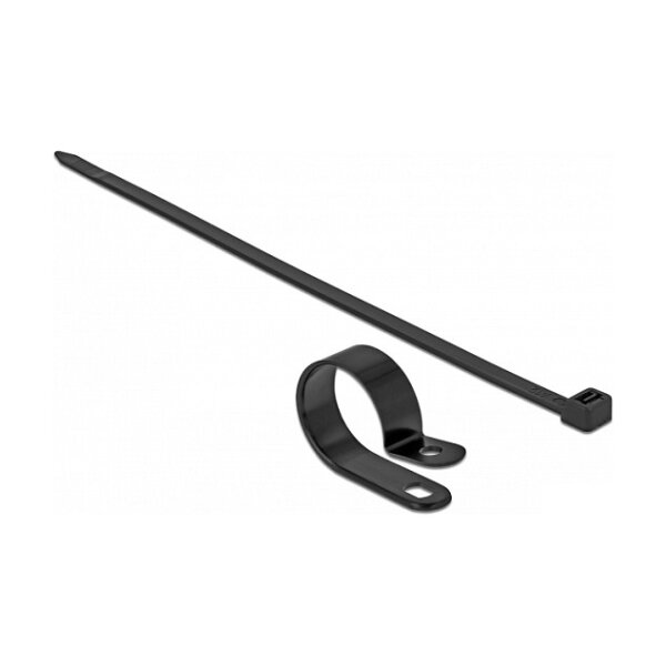 Delock Befestigungsschelle 25,4 mm mit Kabelbinder L 300 x B 7,2 schwarz
