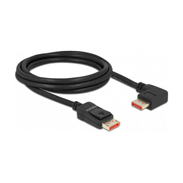 Delock DisplayPort Kabel Stecker gerade zu Stecker 90° rechts gewinkelt 8K 60 Hz 2 m