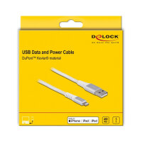 Delock USB Daten- und Ladekabel für iPhone™, iPad™, iPod™ DuPont™ Kevlar® weiß 3 m