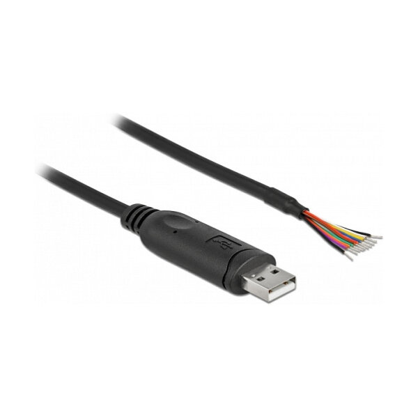 Delock Adapterkabel USB 2.0 Typ-A zu seriell RS-232 mit 9 offenen Kabelenden + Schirmung 0,5 m