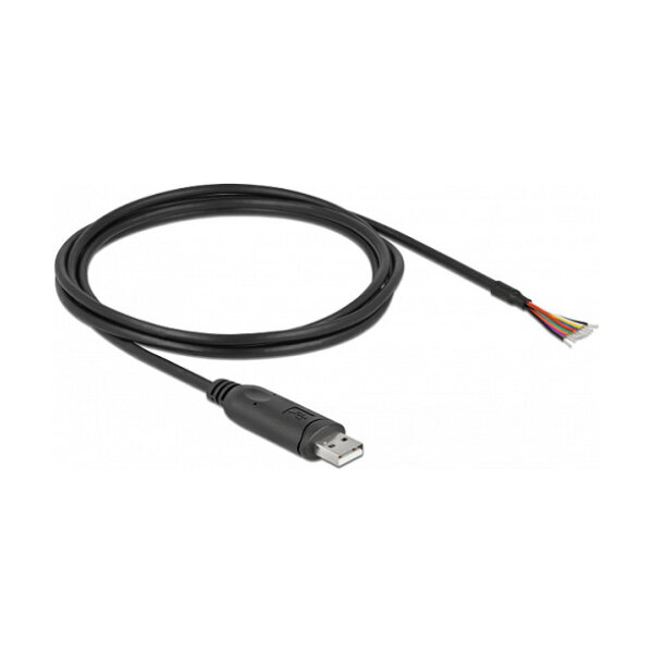 Delock Adapterkabel USB 2.0 Typ-A zu seriell RS-232 mit 9 offenen Kabelenden + Schirmung 2 m