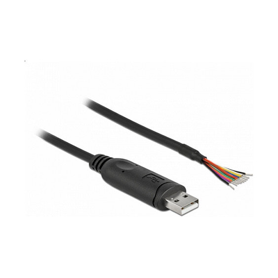 Delock Adapterkabel USB 2.0 Typ-A zu seriell RS-232 mit 9 offenen Kabelenden + Schirmung 1 m