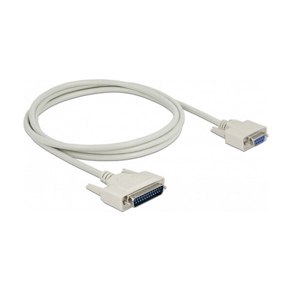 Delock Serielles Kabel D-Sub 25 Stecker zu D-Sub 9 Buchse 2 m