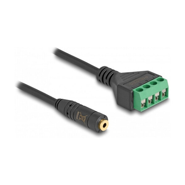 Delock Kabel Klinkenstecker 3,5 mm 4 Pin zu Terminalblock Adapter 20 cm