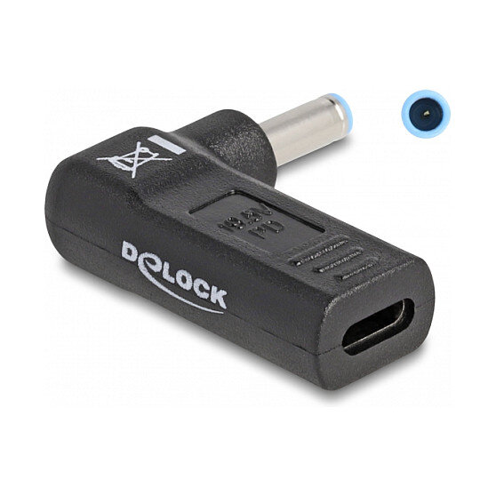Delock Adapter für Notebook Ladekabel USB Type-C™ Buchse zu HP 4,5 x 3,0 mm Stecker 90° gewinkelt