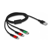 Delock USB Ladekabel 3 in 1 Typ-A zu 2 x Lightning™ / USB Type-C™ 1 m