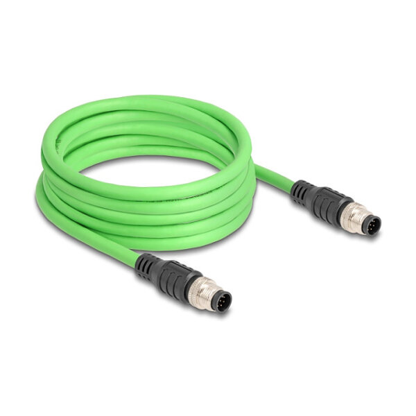 Delock M12 Kabel A-kodiert 8 Pin Stecker zu Stecker PUR (TPU) 2 m