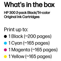 HP 300 original Ink cartridge CN637EE black and tri-colour standard capacity 2 x 4ml black: 200 pages colour: 165 pages 2-pack