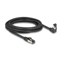 Delock RJ45 Netzwerkkabel Cat.8.1 S/FTP 90° unten gewinkelt / gerade 3 m schwarz