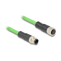 Delock M12 Kabel D-kodiert 4 Pin Stecker zu Buchse PUR (TPU) 1 m