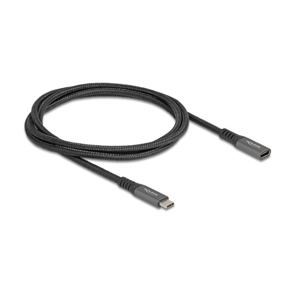 Delock USB 10 Gbps Verlängerungskabel USB Type-C™ Stecker zu Buchse PD 3.0 100 W 1 m grau Metall